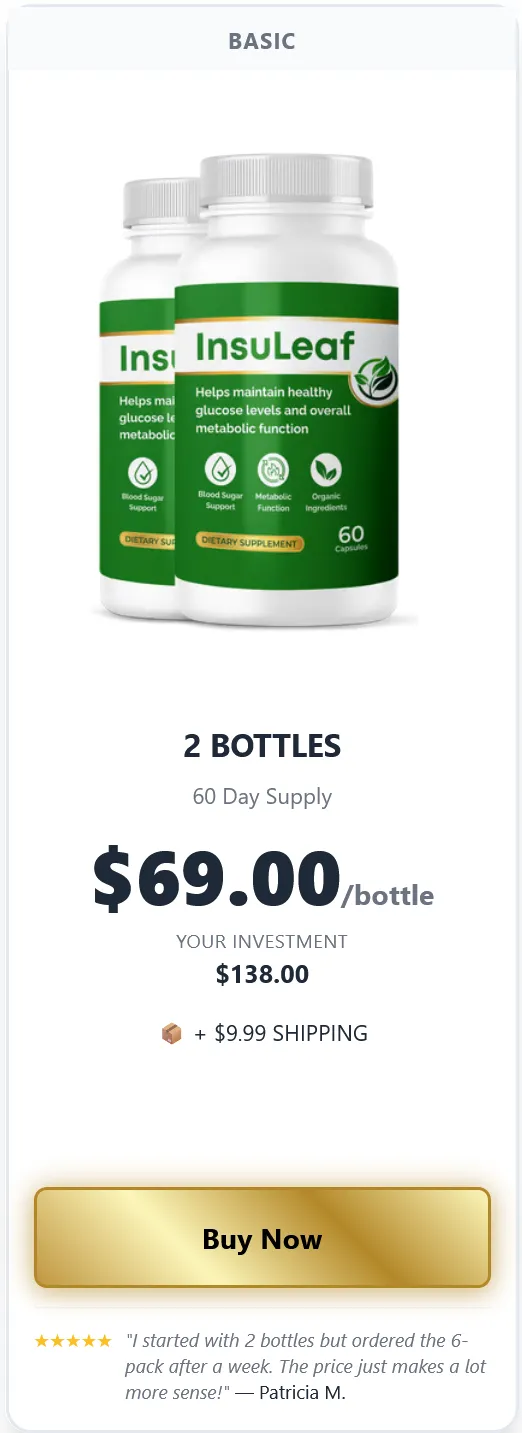 InsuLeaf two bottle pack price offer for gut health, digestion, metabolism support and 60 day supply
